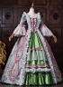 Vintage Jacquard Victorian Tea Party Dress Rococo Bow Lace Long Sleeve Floor Length 18th Century Ball Gown