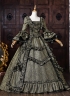 Brocade Baroque 18th Century Queen Marie Antoinette Rococo Masquerade Dress Ball Gown Dark Gold Fantasy Costume
