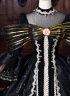 Black Brocade Halloween Dark Fantasy Dress Long Sleeves Floor Length Masquerade Ball Gown