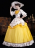 Yellow Printed Ruffled Party Dress Venice Carnival Holiday Festive Formal Gown