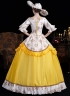 Yellow Printed Ruffled Party Dress Venice Carnival Holiday Festive Formal Gown