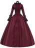 18th Century Burgundy Jacquard Victorian Dress Women Masquerades Historical Dresses