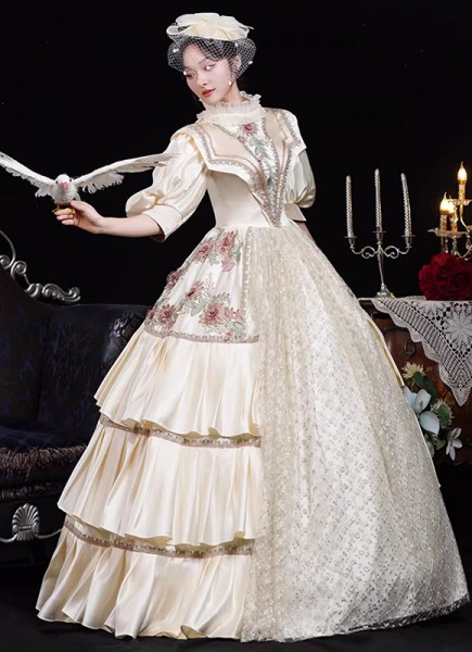champagne dress holder Strolling champagne dress with hoop skirt