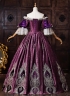 Purple Velvet Gold Embroidery Victorian Rococo Style Masquerade Ball Gown Off the Shoulder Theater Costume