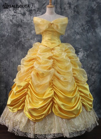 open lace back dress Backless Glitter Embroidered Ball Gown Prom Dress Yellow / XLarge