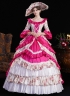 Blue Printed Ruffled Party Dress Floor Length Venice Carnival Fancy Theater Costume