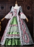 Vintage Jacquard Victorian Tea Party Dress Rococo Bow Lace Long Sleeve Floor Length 18th Century Ball Gown