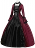 18th Century Burgundy Jacquard Victorian Dress Women Masquerades Historical Dresses