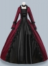 18th Century Burgundy Jacquard Victorian Dress Women Masquerades Historical Dresses