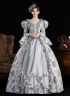 Pink Printed Party Dress Flare Sleeve Floor Length Venice Carnival Costume