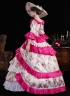 Blue Printed Ruffled Party Dress Floor Length Venice Carnival Fancy Theater Costume