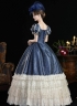 Customized Holiday Dark Blue Lace Ruffled Masquerade Ball Gown Inspired Cosplay Theater Costume