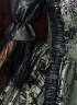 Dark Green Floral Brocade Baroque Victorian Masquerade Dress Lace Puff Sleeves Venice Carnival Holiday Festive Formal Gown
