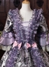 Vintage Purple Floral Brocade 18th Century Rococo Tea Party Ball Gown Lace-Up Venice Carnival Costume