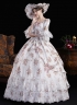 Purple Lace Flower Masquerade Dress Flare Sleeve Floor Length Floral Princess Theater Costume