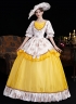 Yellow Printed Ruffled Party Dress Venice Carnival Holiday Festive Formal Gown