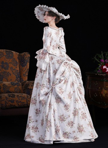 Brown Printed Edwardian Holiday Festive Dress 1890s 1900s 2PC Jacket and Skirt Downton Abbey Dress Historical Costume