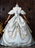 Light Blue Jacquard Party Ball Gown Lacce Short Sleeve Off the Shoulder Theater Costume
