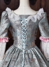 Vintage Jacquard Victorian Tea Party Dress Rococo Bow Lace Long Sleeve Floor Length 18th Century Ball Gown