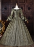 Brocade Baroque 18th Century Queen Marie Antoinette Rococo Masquerade Dress Ball Gown Dark Gold Fantasy Costume