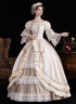 Champagne Lace Ruffled Party Formal Gown Women Stage Theater Costume