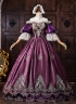 Purple Velvet Gold Embroidery Victorian Rococo Style Masquerade Ball Gown Off the Shoulder Theater Costume