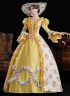 Pink Printed Party Dress Flare Sleeve Floor Length Venice Carnival Costume