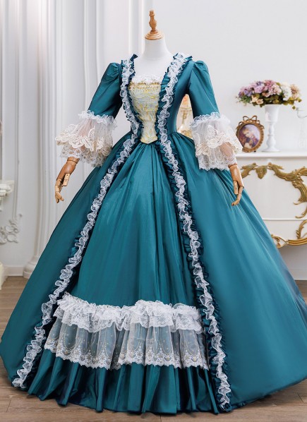 renaissance prom dress Victorian Dress Rococo Embroidered Bell Sleeve Lace Up Tunic Gown Blue Vintage Dress Dress Black It is pictured with the Medieval Hoop Skirt (MCI Renaissance Renaissance Ball Gown, Navy