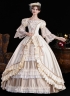 Champagne Lace Ruffled Party Formal Gown Women Stage Theater Costume