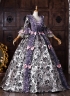 Vintage Purple Floral Brocade 18th Century Rococo Tea Party Ball Gown Lace-Up Venice Carnival Costume