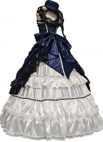 Pink Dress 1880s 1890s Smooth Satin Blue Pink Dress Garden Afternoon Stroll Outfit Theater Costume