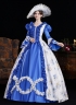 Blue Printed Cosplay Theme Party Dress Flare Sleeve Floor Length Venice Fancy Costume