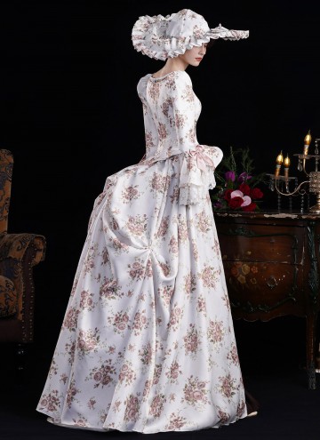 Brown Printed Edwardian Holiday Festive Dress 1890s 1900s 2PC Jacket and Skirt Downton Abbey Dress Historical Costume