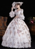 Purple Lace Flower Masquerade Dress Flare Sleeve Floor Length Floral Princess Theater Costume