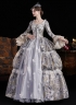 Women Gray Jacquard Multi Layered Festive Formal Gown Masquerade Party Dress