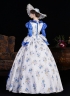 Pink Printed Party Dress Flare Sleeve Floor Length Venice Carnival Costume