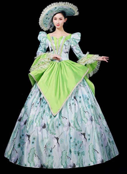 Green Rococo Southern Belle Princess Dress Women Photoshoot Theatre Costume