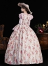 Blue Printed Cosplay Theme Party Dress Flare Sleeve Floor Length Venice Fancy Costume