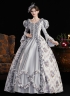 Blue Printed Cosplay Theme Party Dress Flare Sleeve Floor Length Venice Fancy Costume