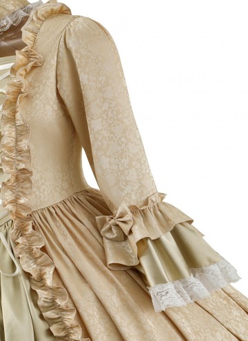 Champagne Blue Coffee Jacquard Victorian Dress Women Historical Dresses