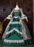 Victorian Green Floral Jacquard Brocade Masquerade Dress Venice Carnival Costume