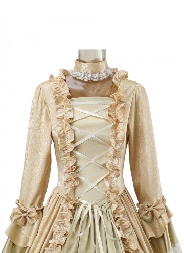 Champagne Blue Coffee Jacquard Victorian Dress Women Historical Dresses