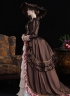 Brown Edwardian 1900s 1910s Tea Party Garden Dress Vintage Bustle Theater Costume