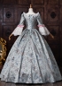 Vintage Jacquard Victorian Tea Party Dress Rococo Bow Lace Long Sleeve Floor Length 18th Century Ball Gown