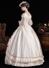 Champagne Lace Ruffled Party Formal Gown Women Stage Theater Costume