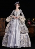 Women Gray Jacquard Multi Layered Festive Formal Gown Masquerade Party Dress