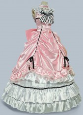 Pink Dress 1880s 1890s Smooth Satin Blue Pink Dress Garden Afternoon Stroll Outfit Theater Costume Pink Dress 1880s 1890s Smooth Satin Blue Pink Dress Garden Afternoon Stroll Outfit Theater Costume