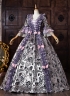 Vintage Purple Floral Brocade 18th Century Rococo Tea Party Ball Gown Lace-Up Venice Carnival Costume