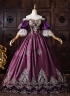 Purple Velvet Gold Embroidery Victorian Rococo Style Masquerade Ball Gown Off the Shoulder Theater Costume