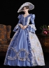 Blue Printed Cosplay Theme Party Dress Flare Sleeve Floor Length Venice Fancy Costume